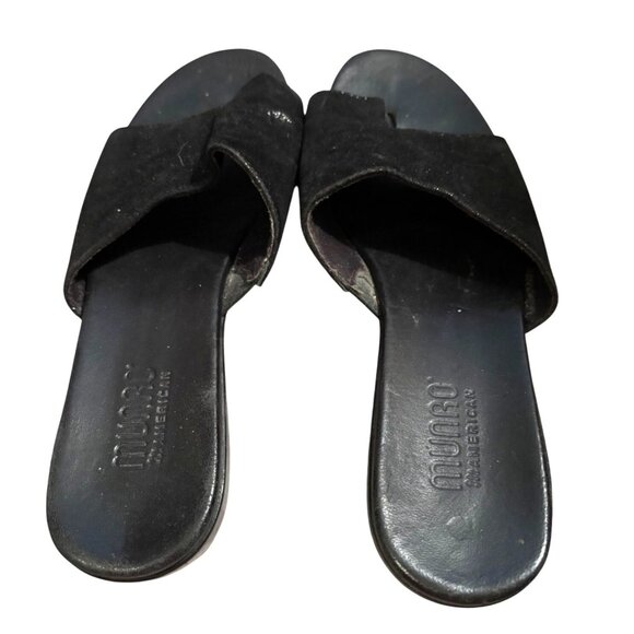 Munro Black Leather Slide Toe Loop Sandals Women’s Size 9 - Picture 4 of 8